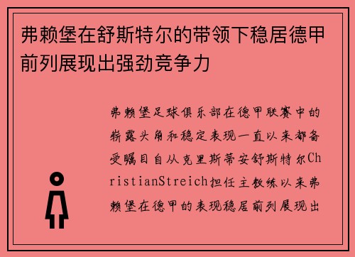 弗赖堡在舒斯特尔的带领下稳居德甲前列展现出强劲竞争力 弗赖堡在舒斯特尔的带领下稳居德甲前列展现出强劲竞争力